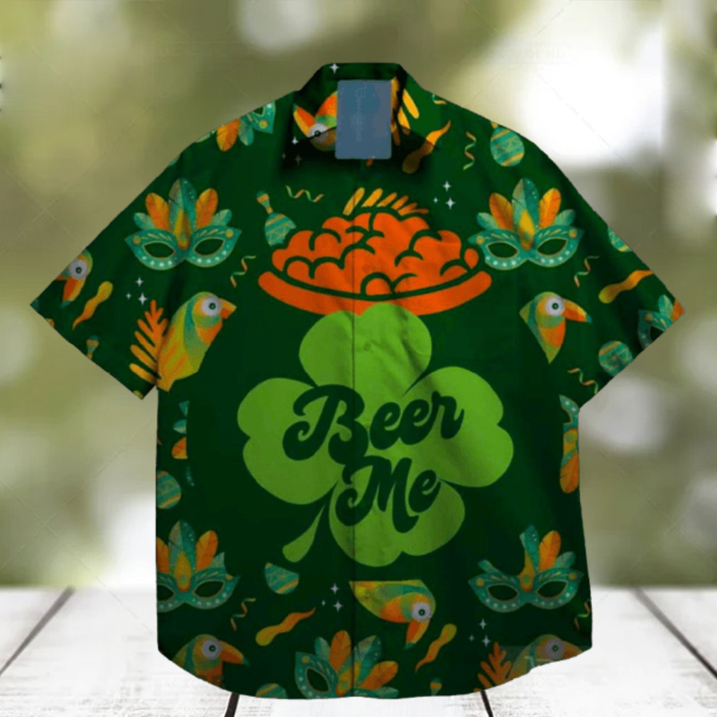 drink beer lucky leprechaun st patrick day hawaiian shirt designer