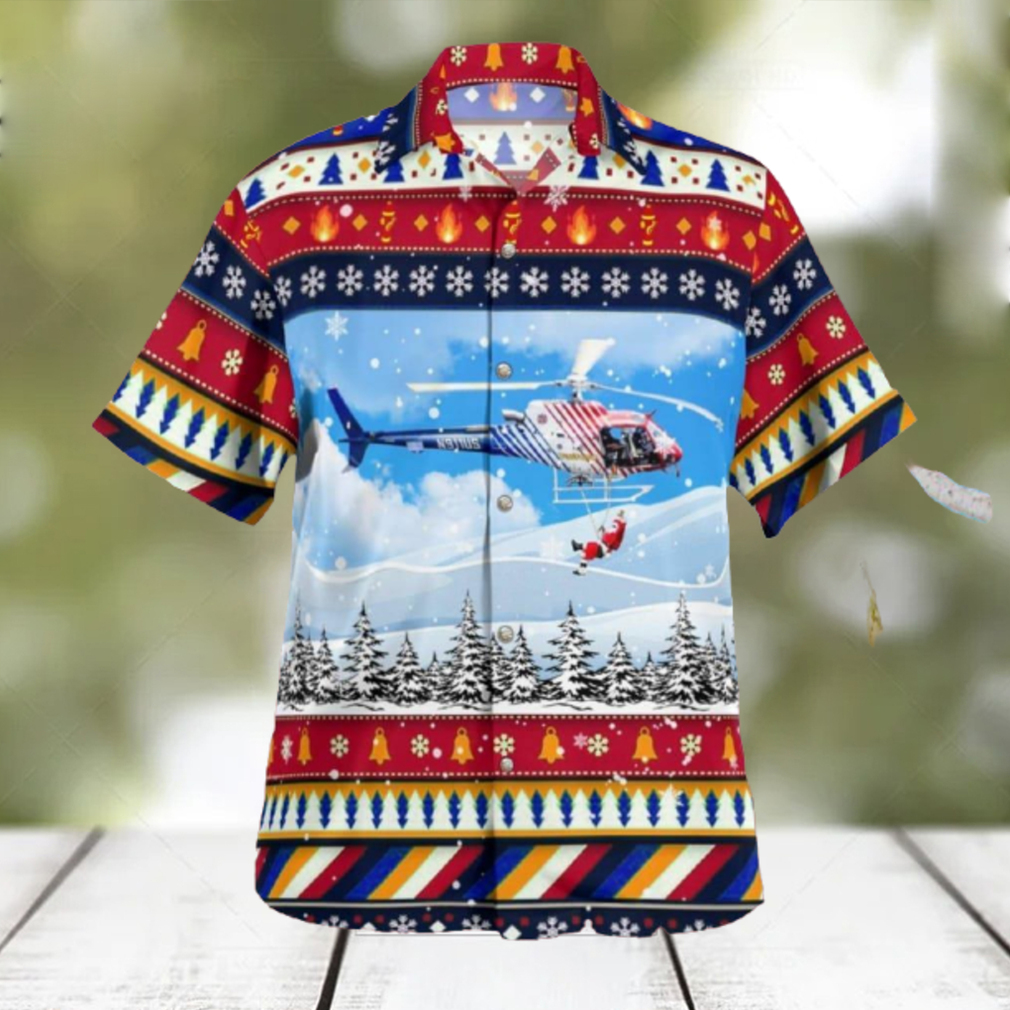 Flagler County Florida Flagler County Fire Rescue (FCFR) Helicopter – ‘Fireflight’ Christmas Hawaiian Shirt