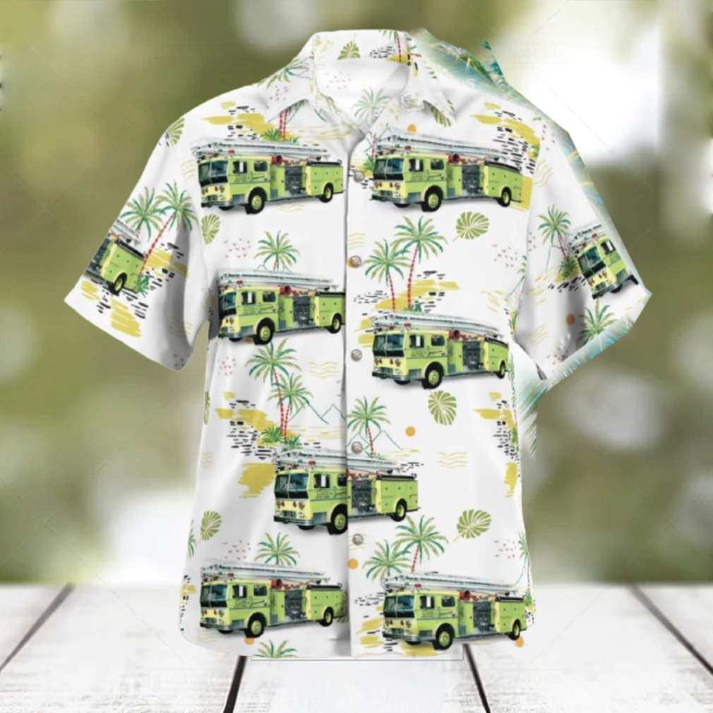 Fort Lauderdale Florida Fort Lauderdale Fire Rescue Engine 9S 1976 Ward Lafrance Hawaiian Shirt