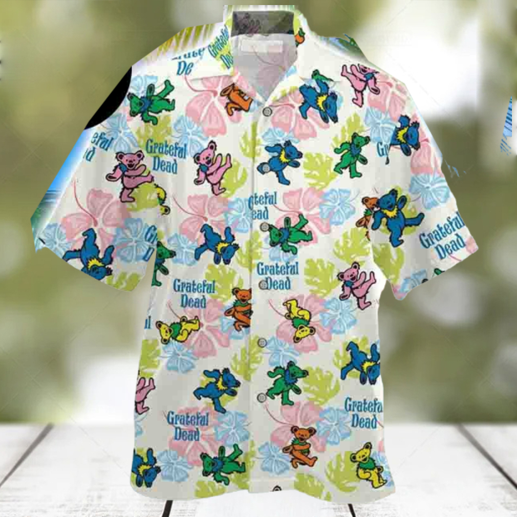 Grateful Dead Dancing Bears Hibiscus 2024 Trendy Hawaiian Shirt