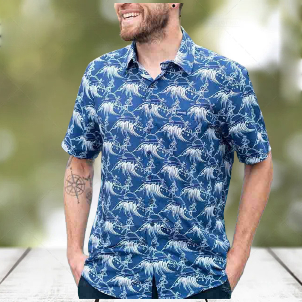 Grateful Dead Surfing Skeleton Blue And White 2024 Trendy Hawaiian Shirt