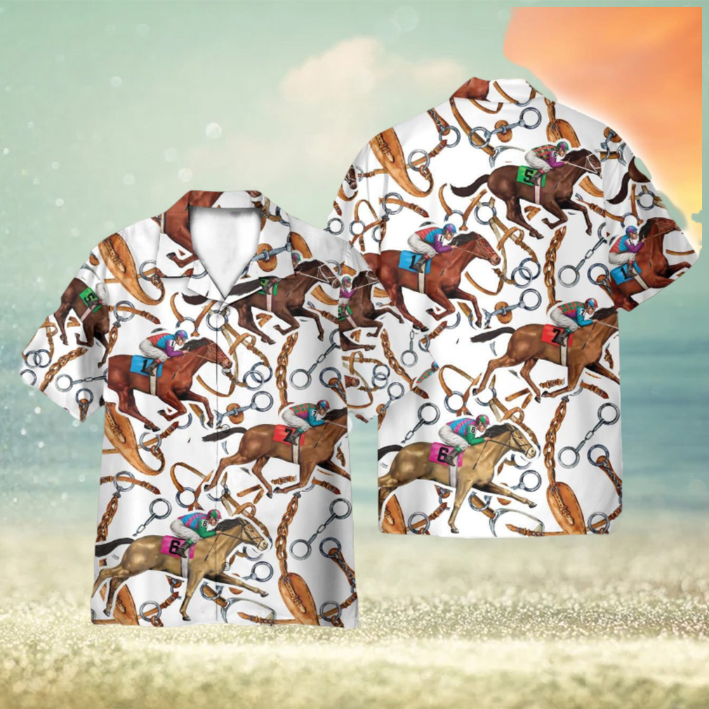 Horse Racing Colorful Horse Reins Pattern 3D Hawaiian Shirt Holiday Gift