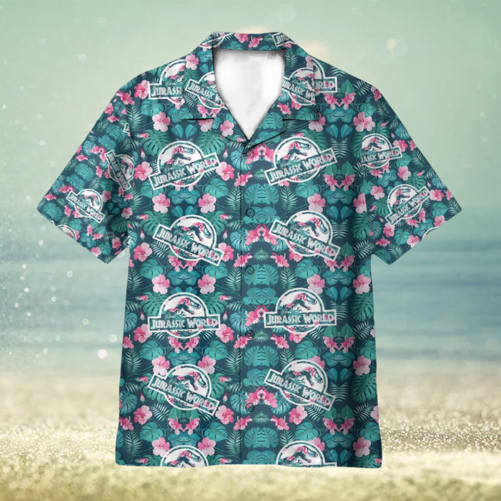 Jurassic World Movies Icon On Tropical Pattern 3D Hawaiian Shirt Summer Vaction Gift