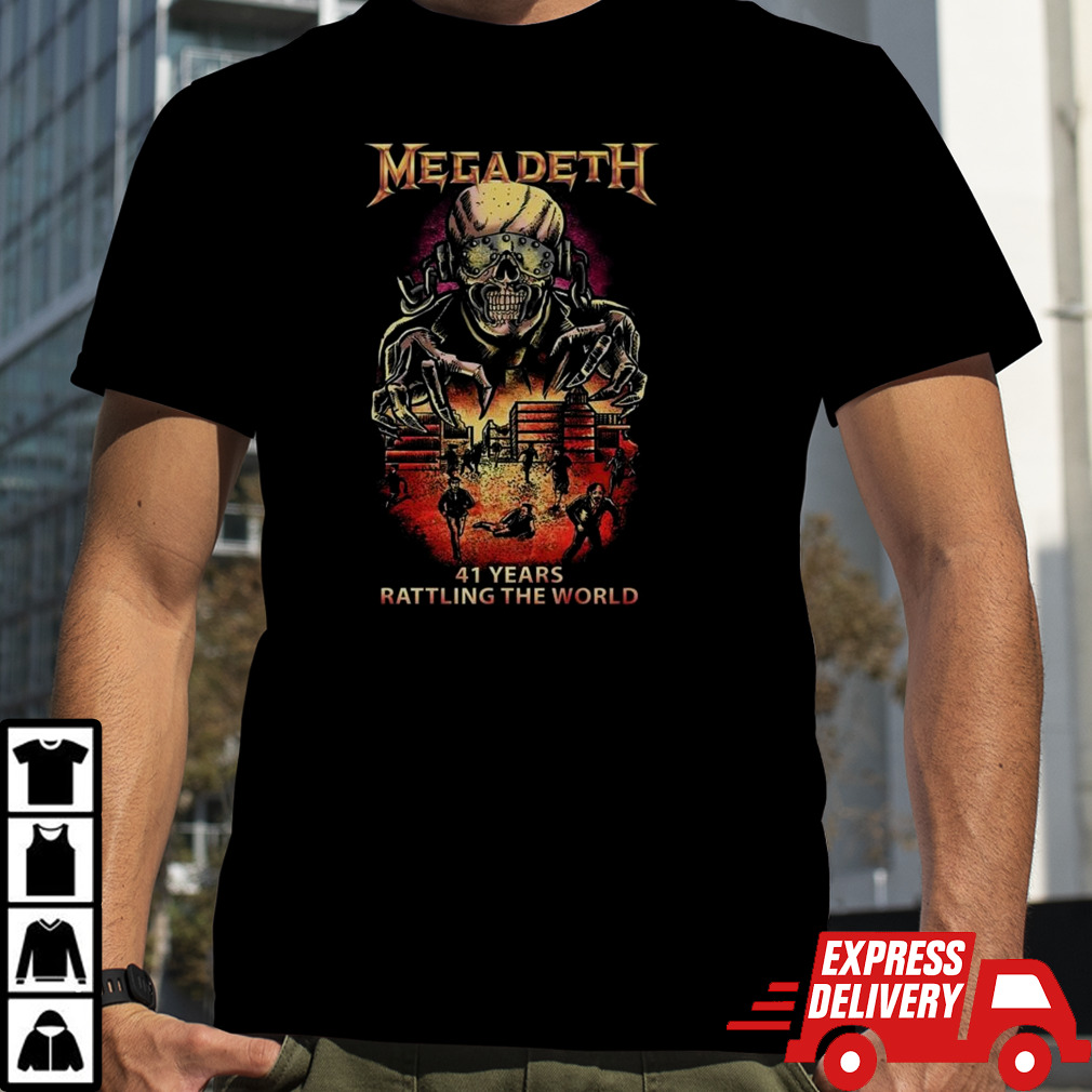 Megadeth 41 Years Rattling The World Black Version Skeleton T-shirt