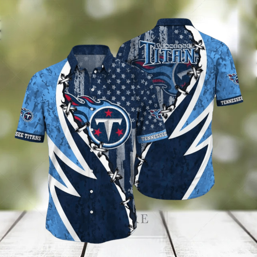 NFL Tennessee Titans Hawaiian Shirt 3D Printed Graphic American Flag Print This Summer Gift For Fans