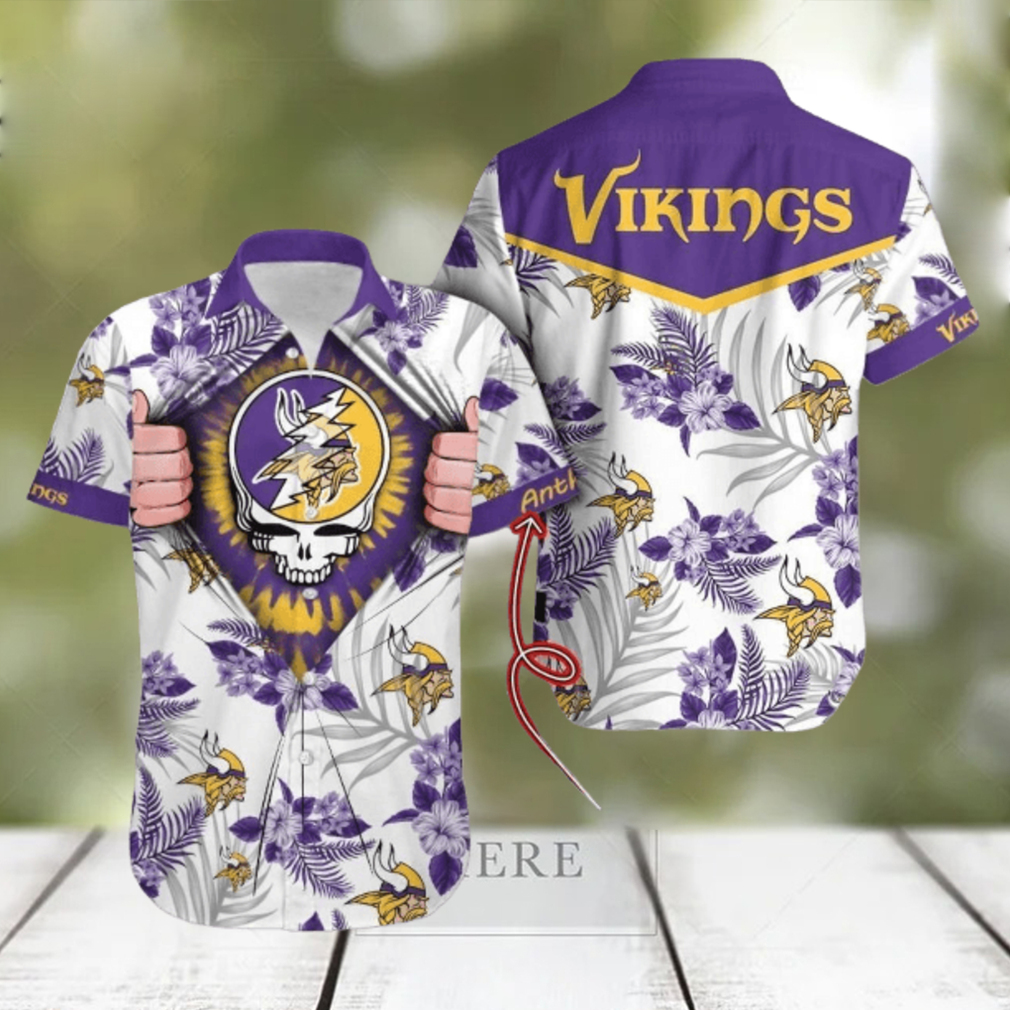 Nfl Minnesota Vikings Grateful Dead Gift For Fan Personalized 3D Hawaii Shirt Aloha Shirt For Men Women