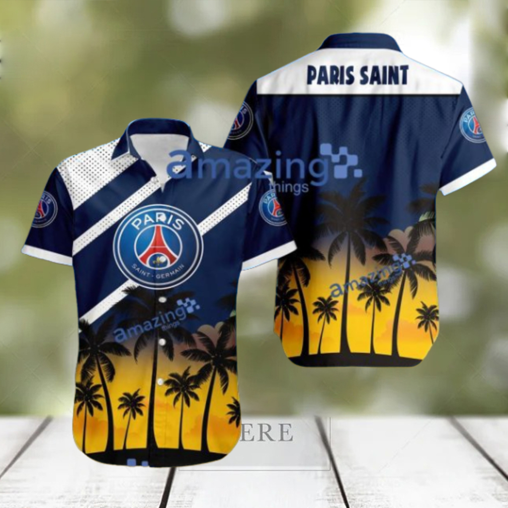 Paris Saint Germain F FC Logo Button Down Hawaiian Shirt Hip Summer Trend