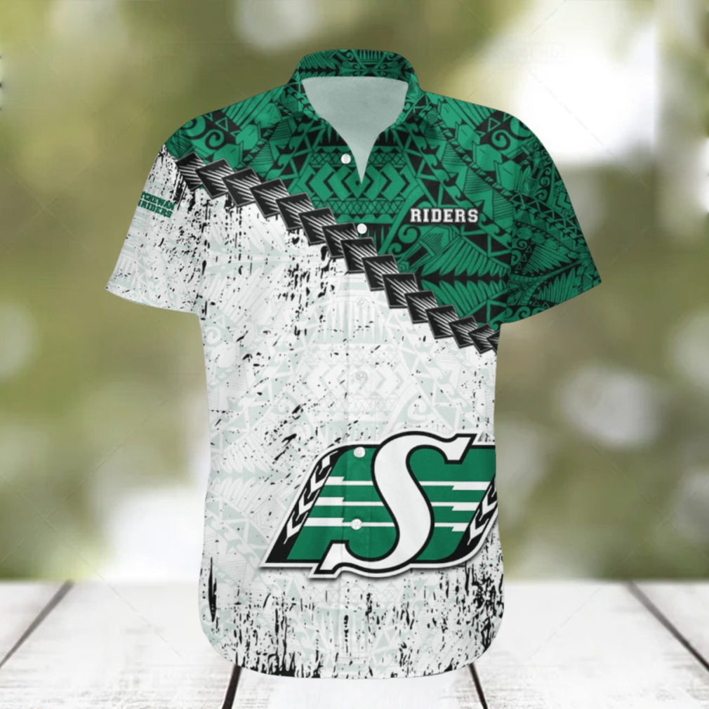 Saskatchewan Roughriders Ca Football Grunge Polynesian Tattoo Pattern Hawaiian Shirt For Fans