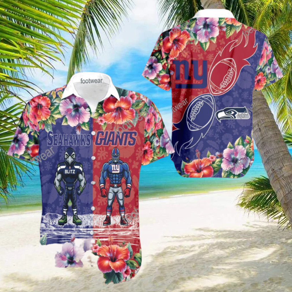 Seattle Seahawks VS NFL New York Giants Mascot Latest All Over Print Hawaiian Shirt Men And Women Gift