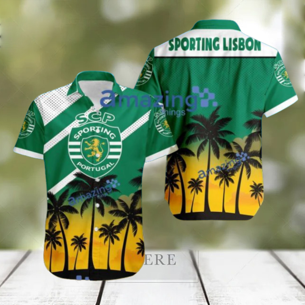 Sporting Lisbon FC Logo Button Down Hawaiian Shirt Hip Summer Trend