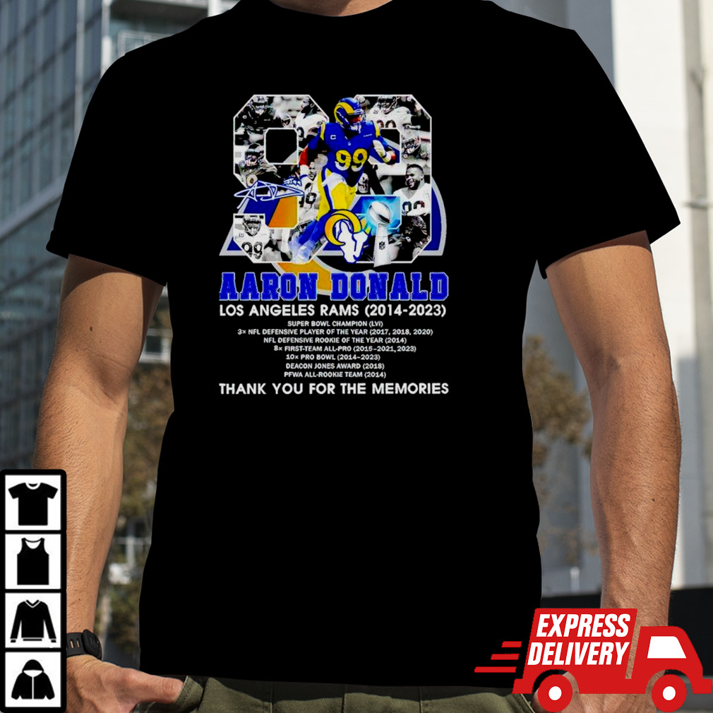 Aaron Donald Los Angeles Rams 2014-2023 signature thank you for the memories shirt