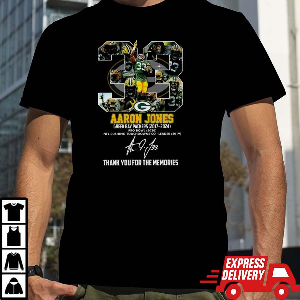 Aaron Jones Green Bay Packers 2017-2024 Thank You For The Memories Signature Shirt