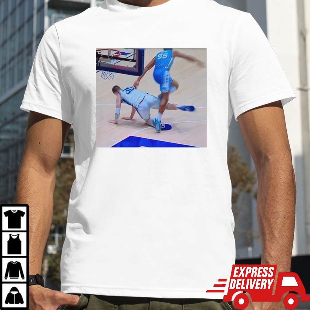 Boston Carolina Club Kyle Filipowski appears to intentionally trip Harrison ingram photo shirt