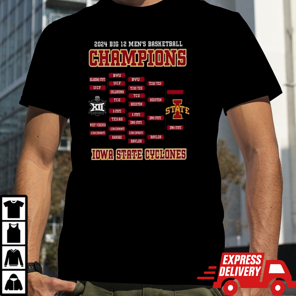 Iowa State Cyclones 2024 Big 12 Men’s Basketball Conference Tournament Champions Bracket T Shirt