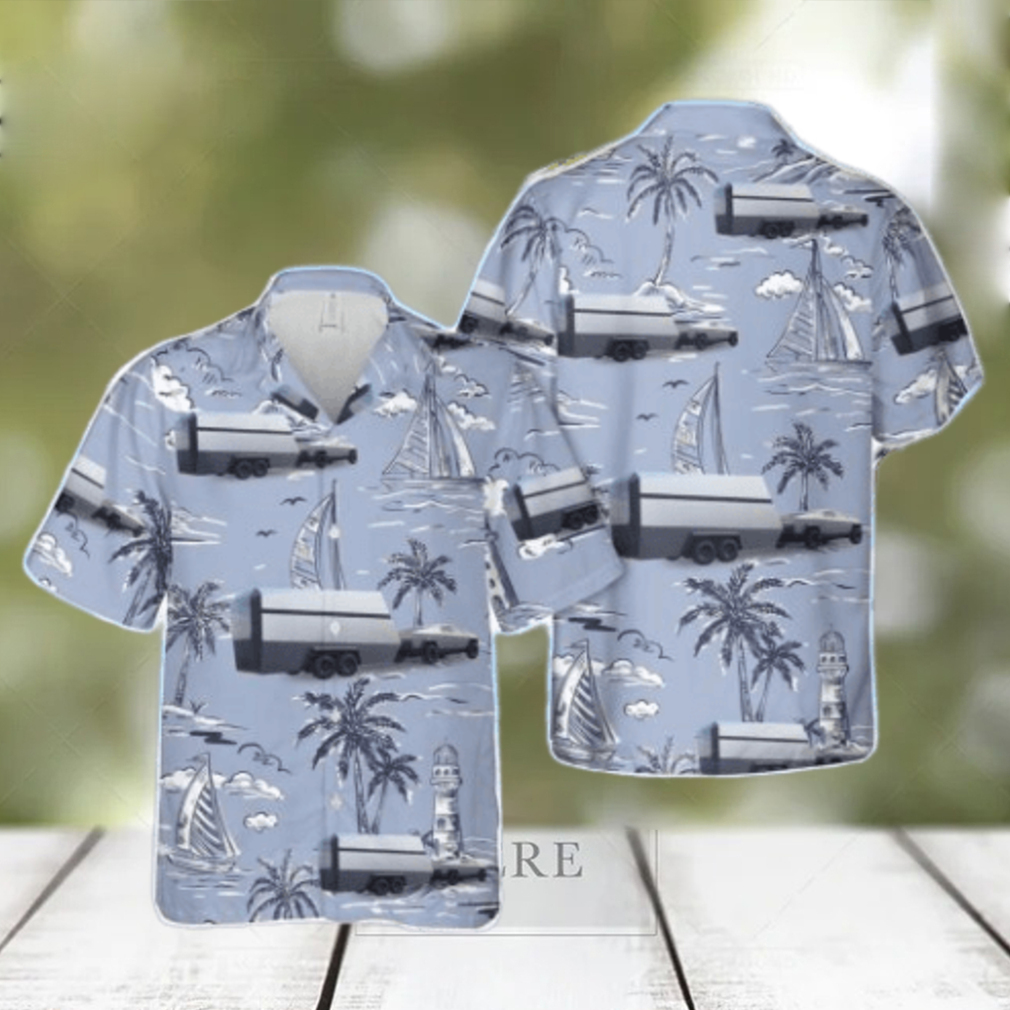 Tesla Cybertruck Camper Van 3D AOP Hawaiian Shirt Summer Holiday Gift