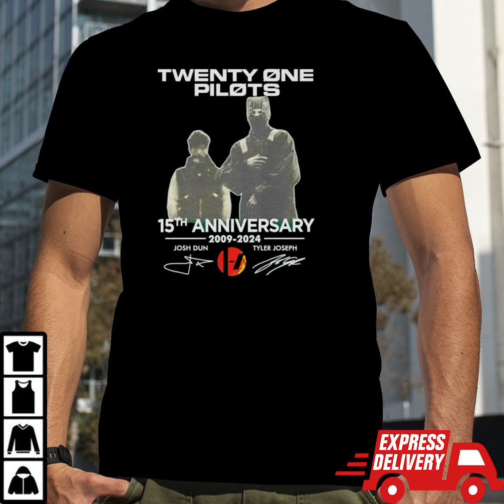 Twenty One Pilots 15th Anniversary 2009 2024 Josh Dun And Tyler Joseph T Shirt