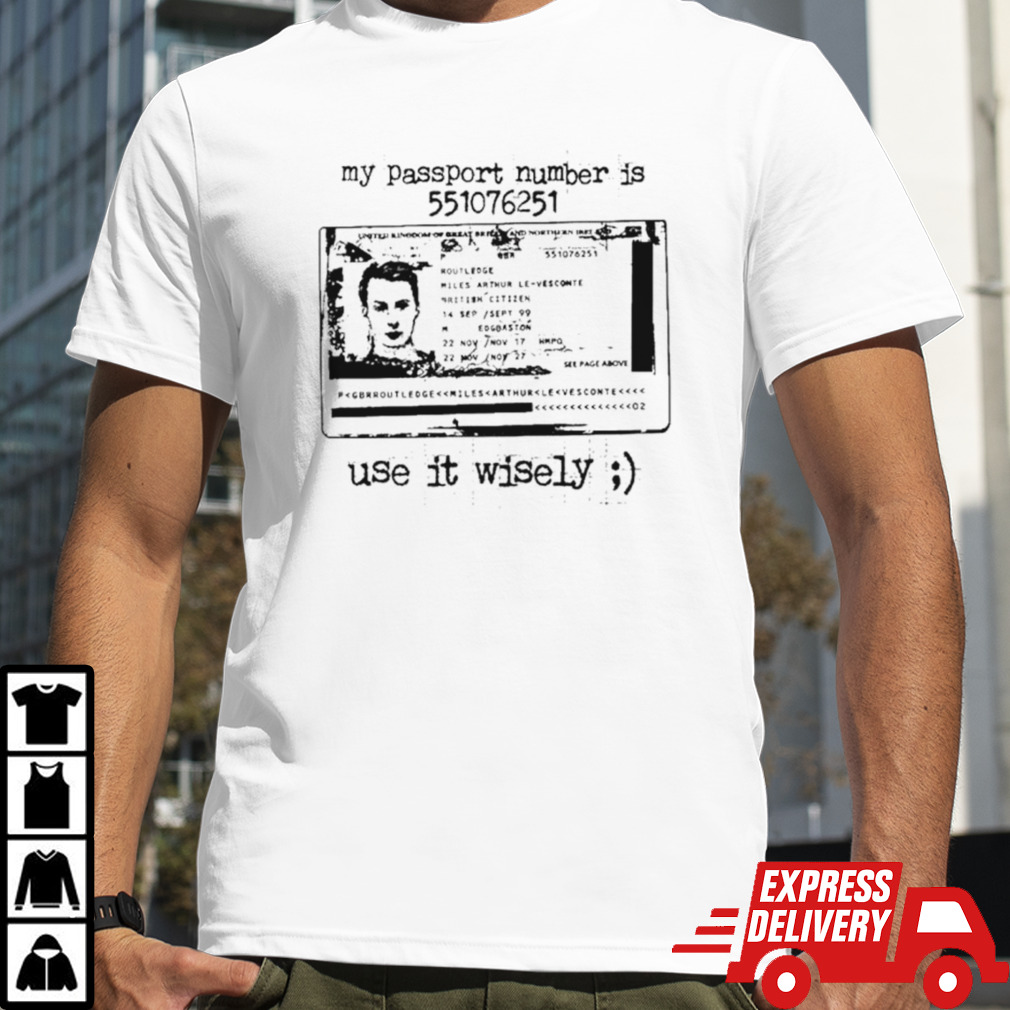 My passport number is 551076251 use it wisely shirt