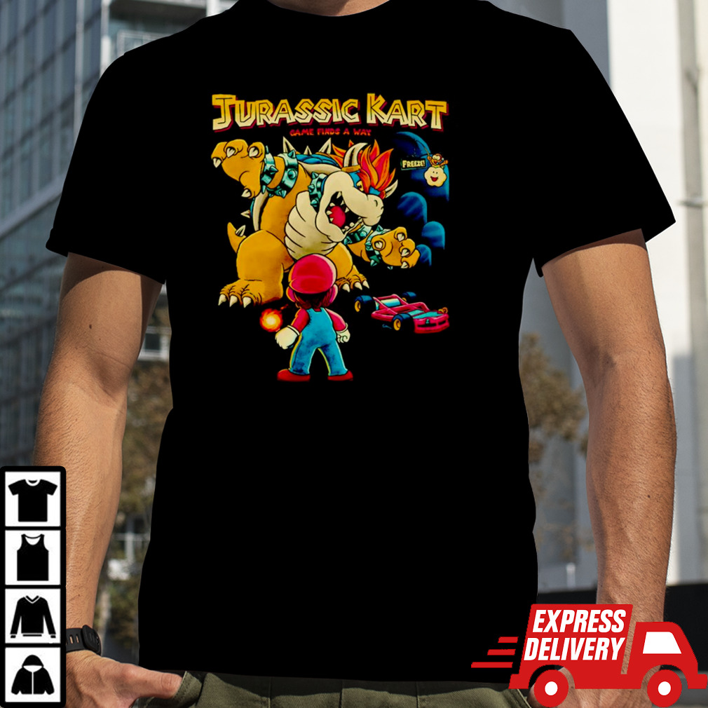 Men’s Jurassic Kart game finds a way shirt