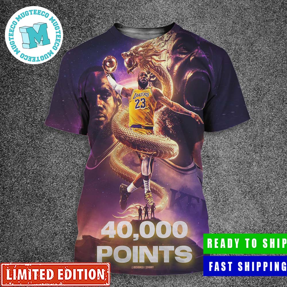 40K Points For LeBron James Congratulations King All Over Print Shirt mugteeco2001