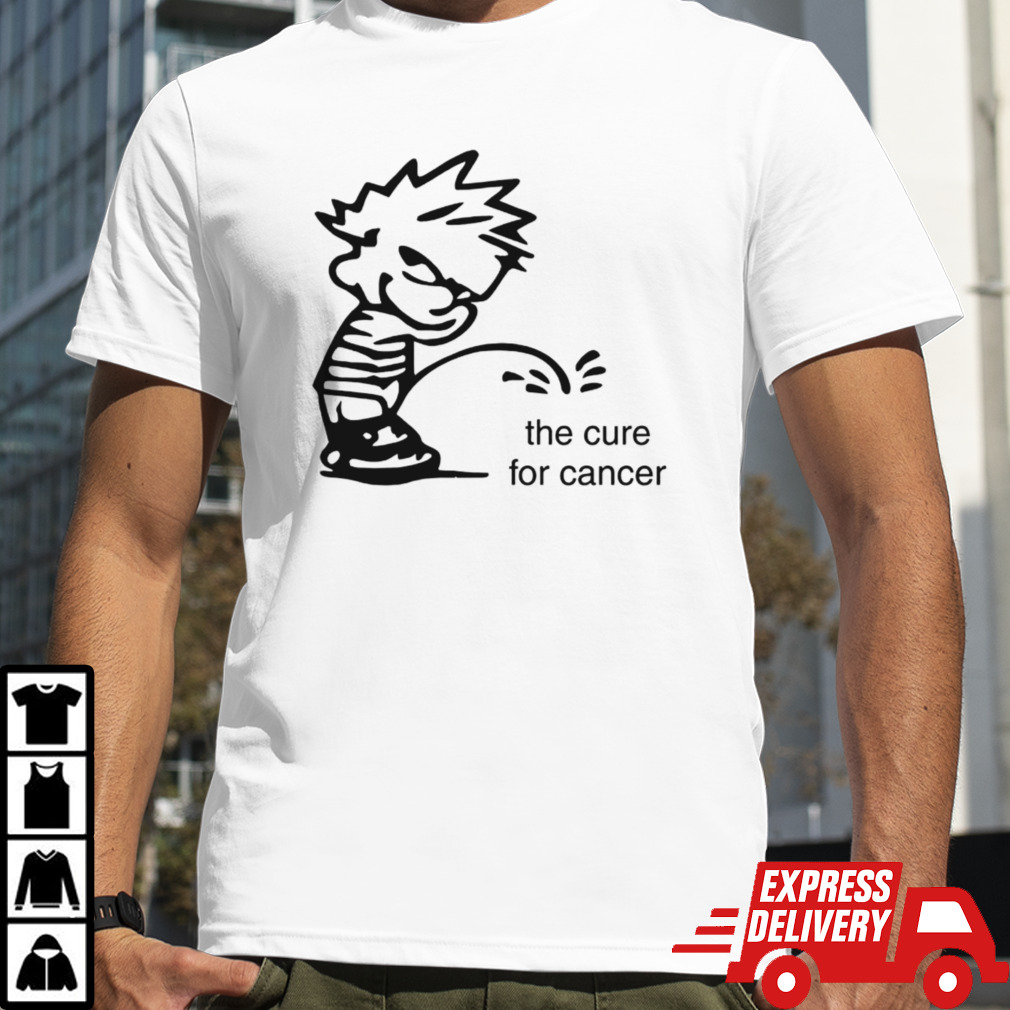 Calvin peeing the cure for cancer Trump shirt