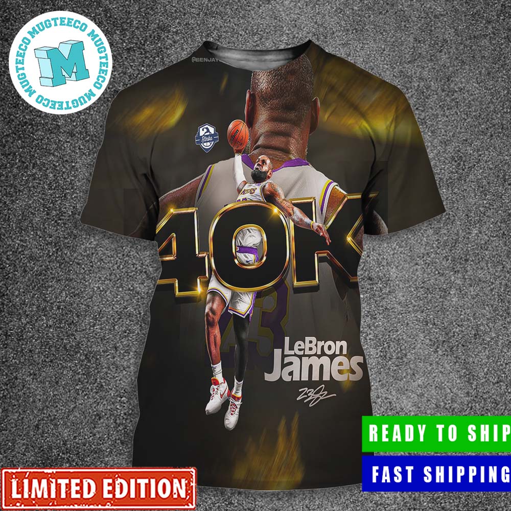 Congratulations LeBron James Reach 40K Career Points Los Angeles Lakers All Over Print Shirt mugteeco2001