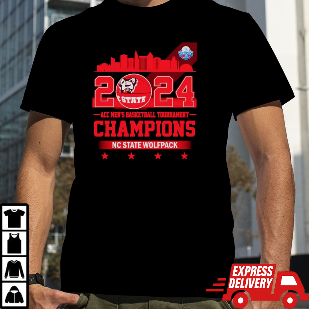 NC State Wolfpack 2024 ACC Men’s basketball tournament champions skyline shirt