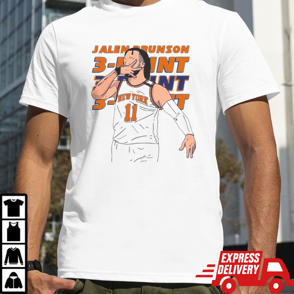 New York Knicks Jalen Brunson 11 Hand Sign Three Point vector shirt