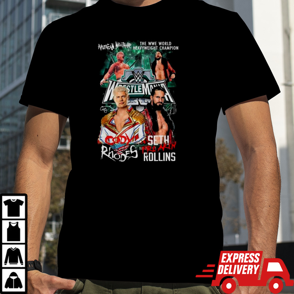 American Nightmare The Wwe World Heavyweight Champion Cody Rhodes Vs Seth Rollins Signatures T-shirt