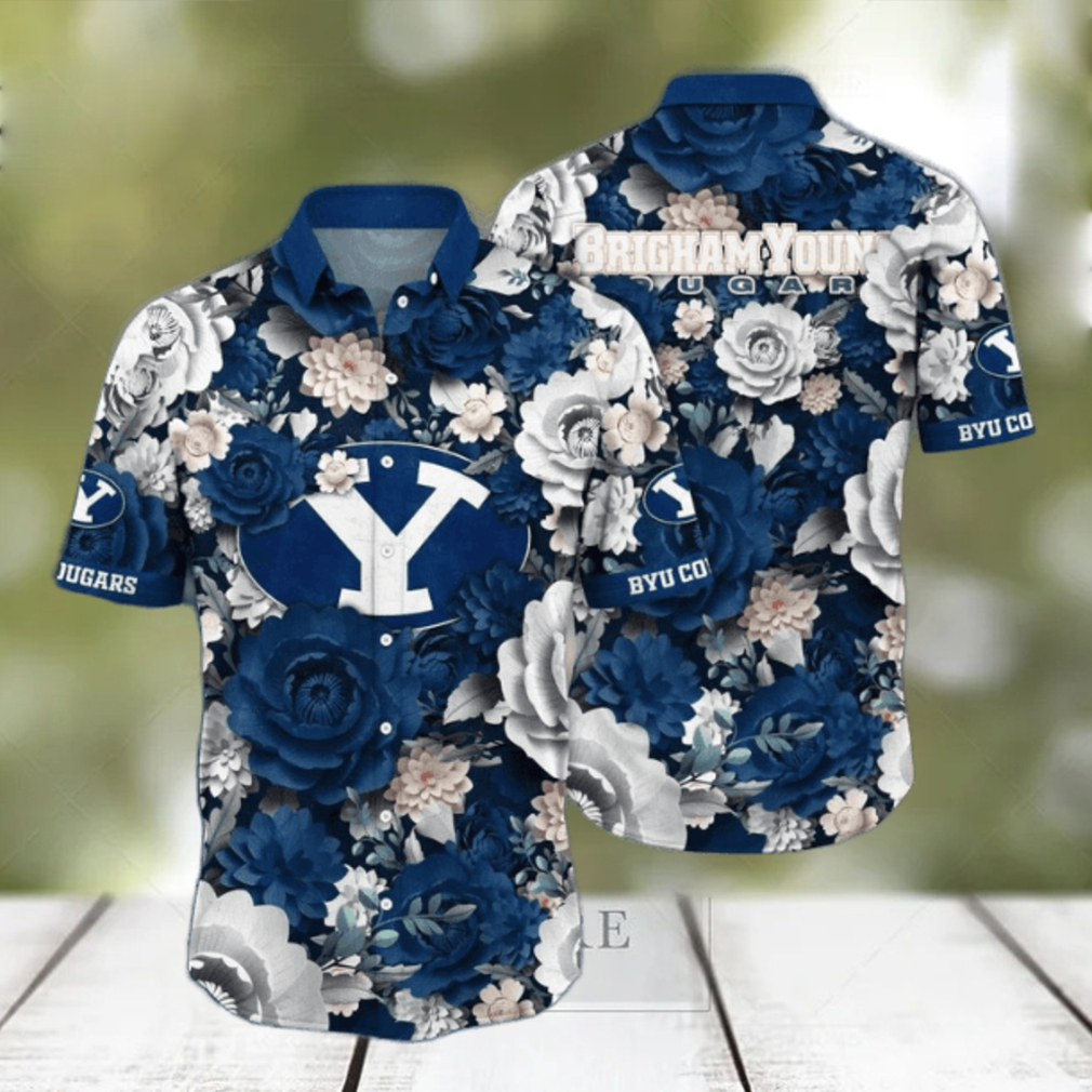 BYU Cougars NCAA3 Flower Hawaii Shirt And Tshirt For Fans, Custom Summer Football Shirts NA49624