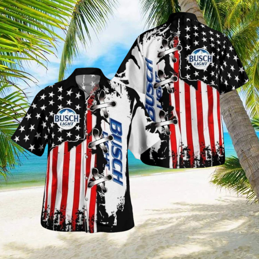 Busch Light Hawaiian Shirt Special American Flag