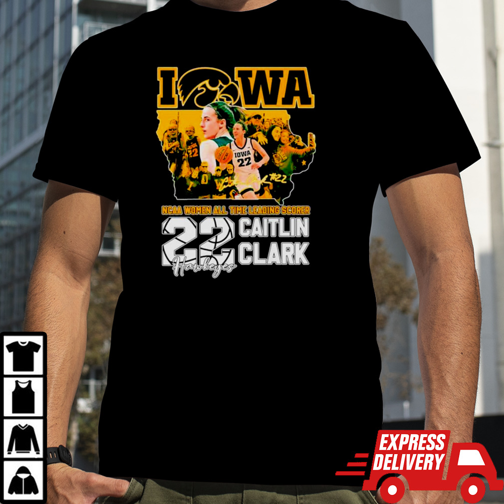 Caitlin Clark Iowa Hawkeyes NCAA women’s all time leading scorer signature shirt