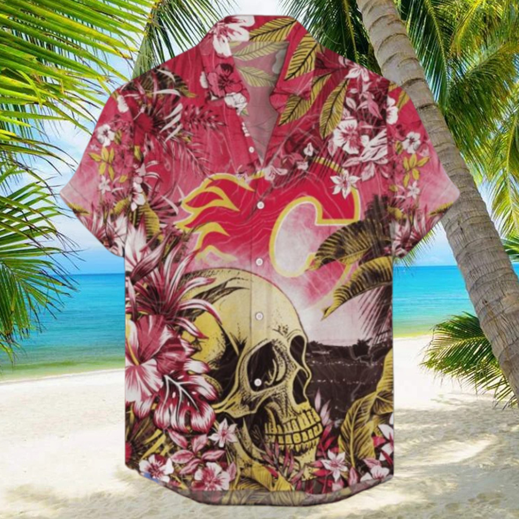 Calgary Flames NHL Hawaiian Shirt Tropical Skull Design For Men Women