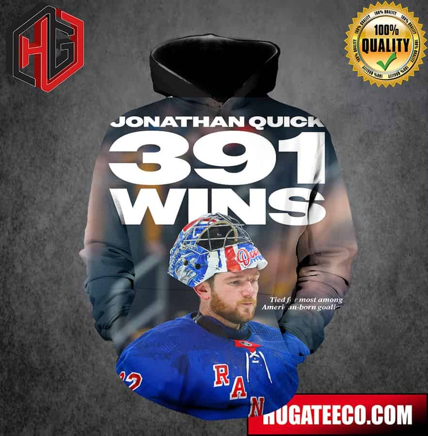 Jonathan Quick New York Rangers Reaches 391 Wins Tied For Most Among American-born Goalies 3D T-Shirt