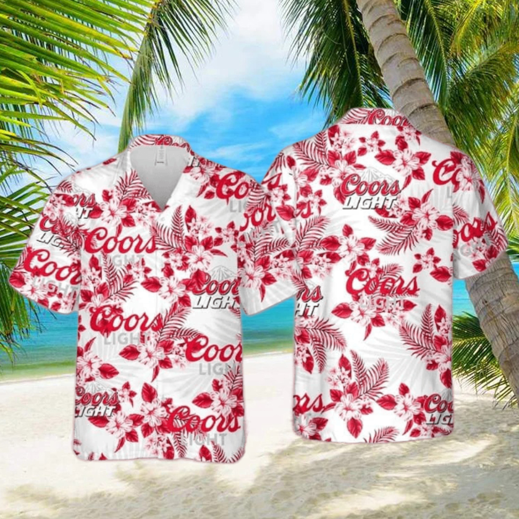 Coors Light Hawaiian Shirt Hibiscus Flower Pattern Beach Lovers Gift