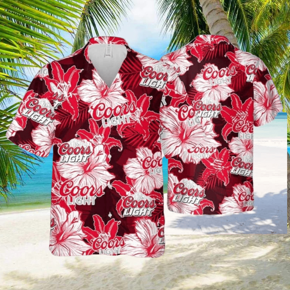 Coors Light Hawaiian Shirt Tropical Flower Pattern Practical Beach Gift