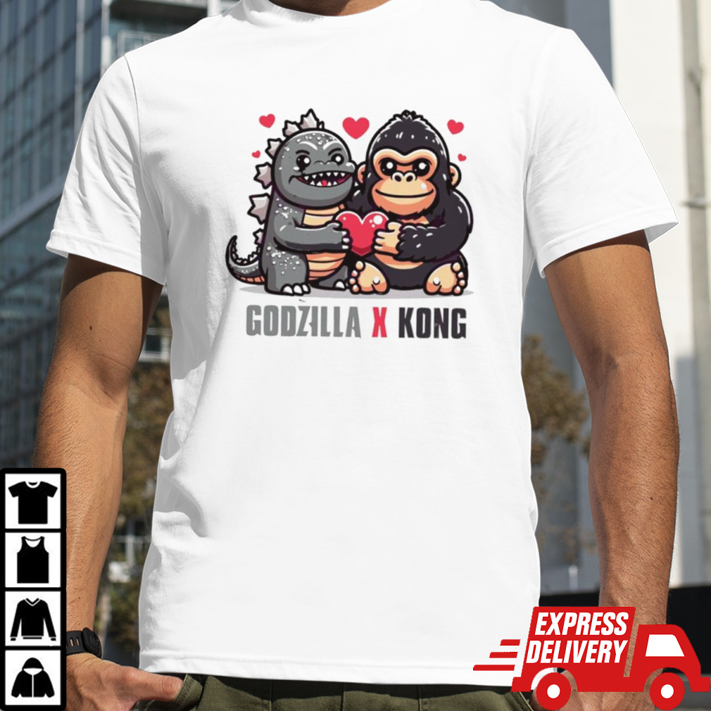 Funny Godzilla x Kong Love Heart Shirt