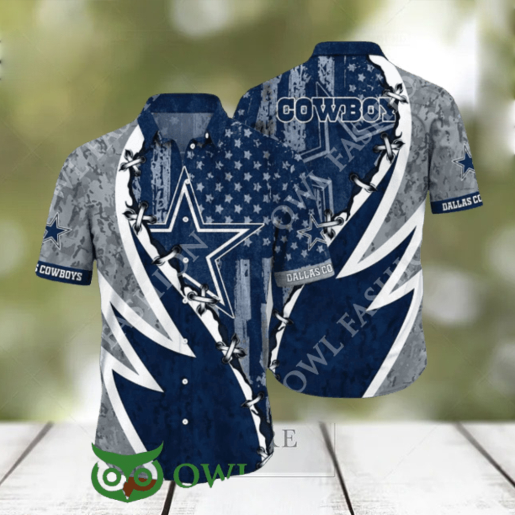 NFL Dallas Cowboys Summer Graphic American Flag Hawaiian Shirt 2024