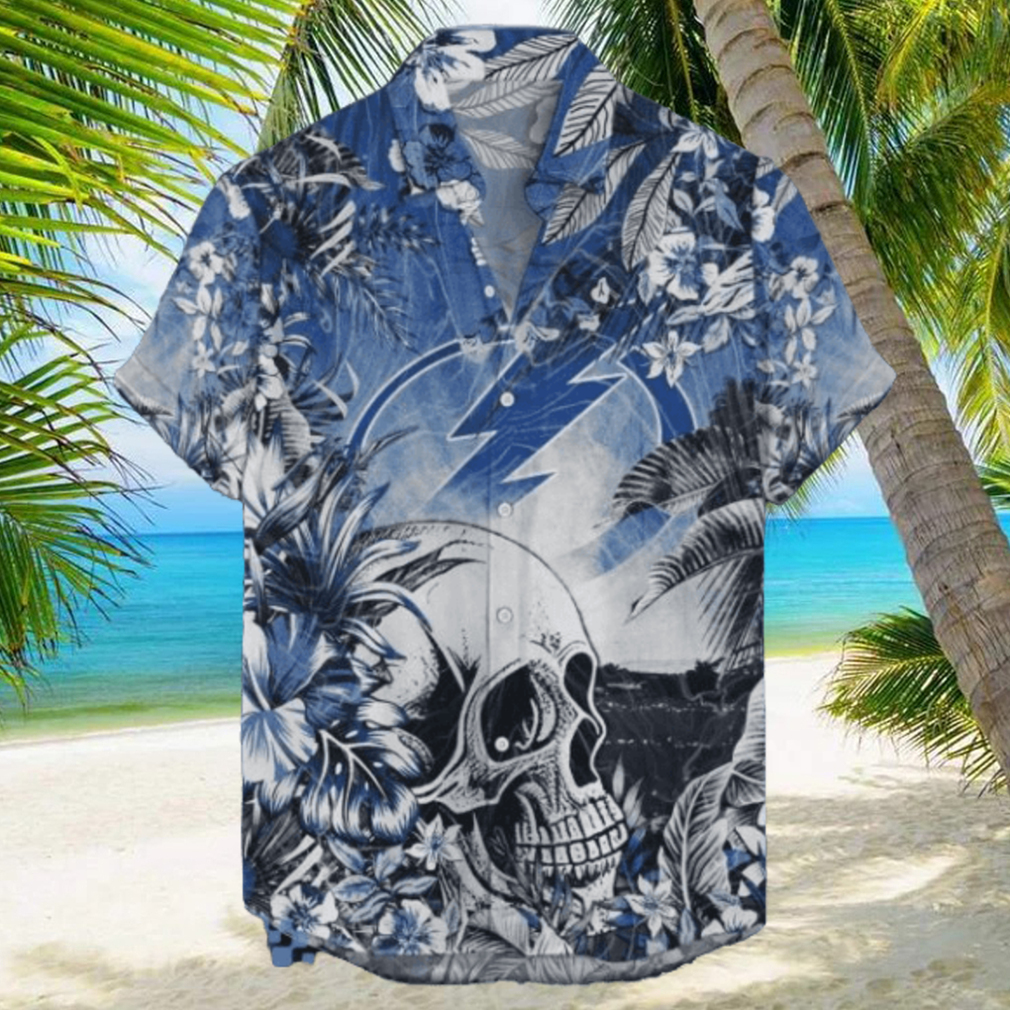 Tampa Bay Lightning NHL Hawaiian Shirt Tropical Skull Design For Men Women