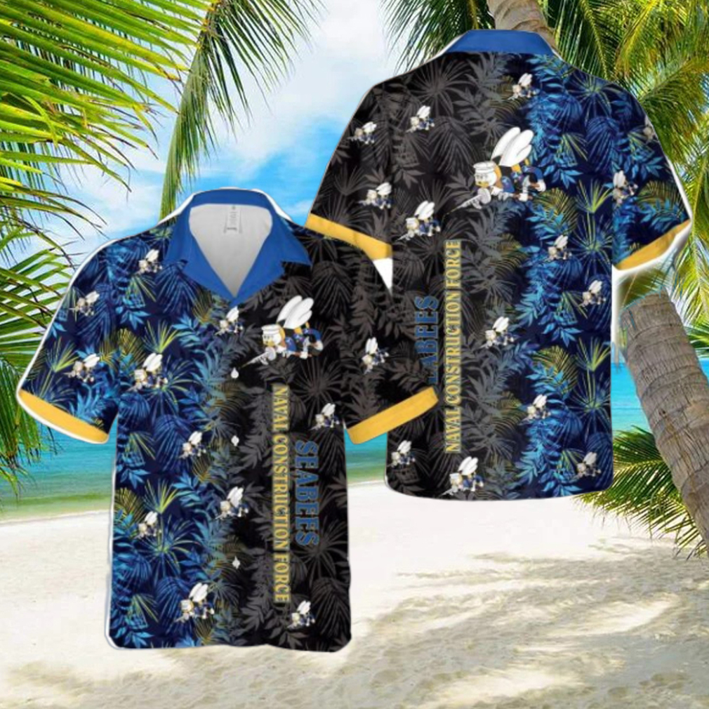 US Navy SEABEES Naval Construction Force (NCF) Tropical 3D Hawaiian Shirt US Navy Summer Gift