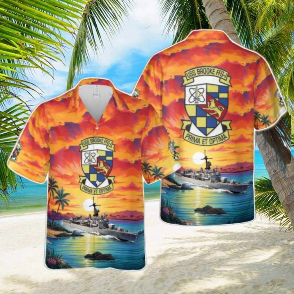 US Navy USS Brooke (FFG 1) Tropical 3D Hawaiian Shirt US Navy Summer Gift