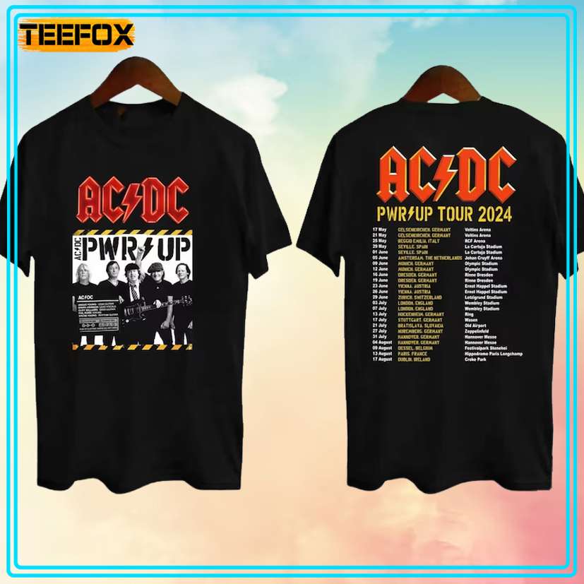 ACDC Pwr Up World Tour 2024 Music Concert T-Shirt