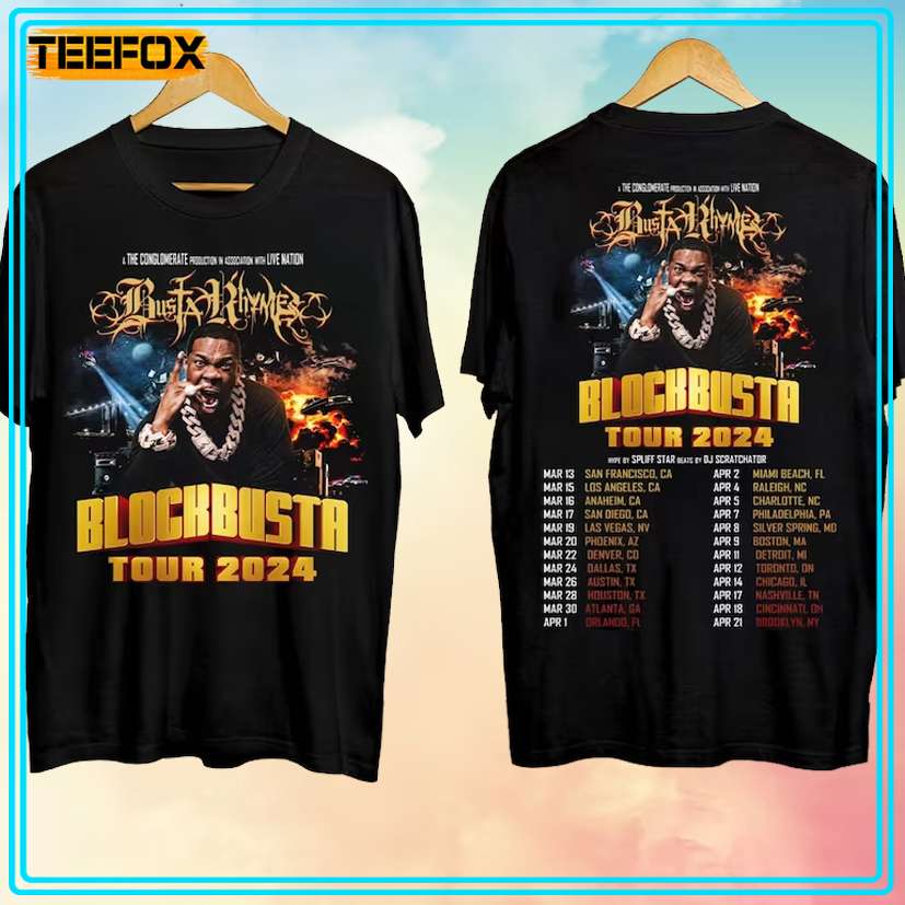 Busta Rhymes North American Tour 2024 Concert T-Shirt