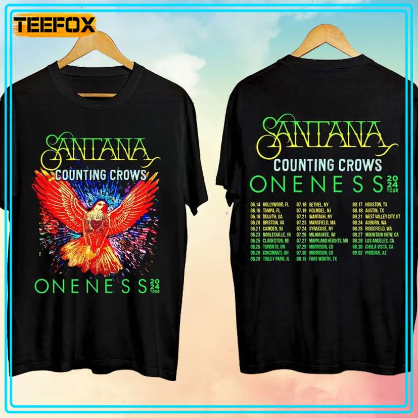 Carlos Santana and Counting Crows The Oneness Tour 2024 Concert T-Shirt