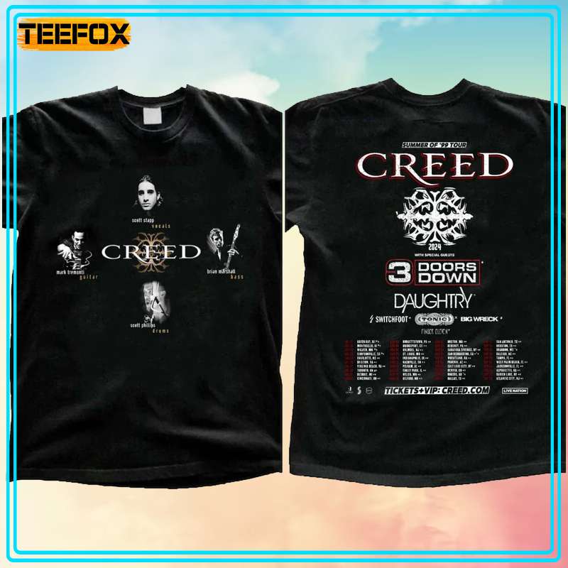 Creed 2024 Tour Summer of '99 Tour Concert Short-Sleeve T-Shirt