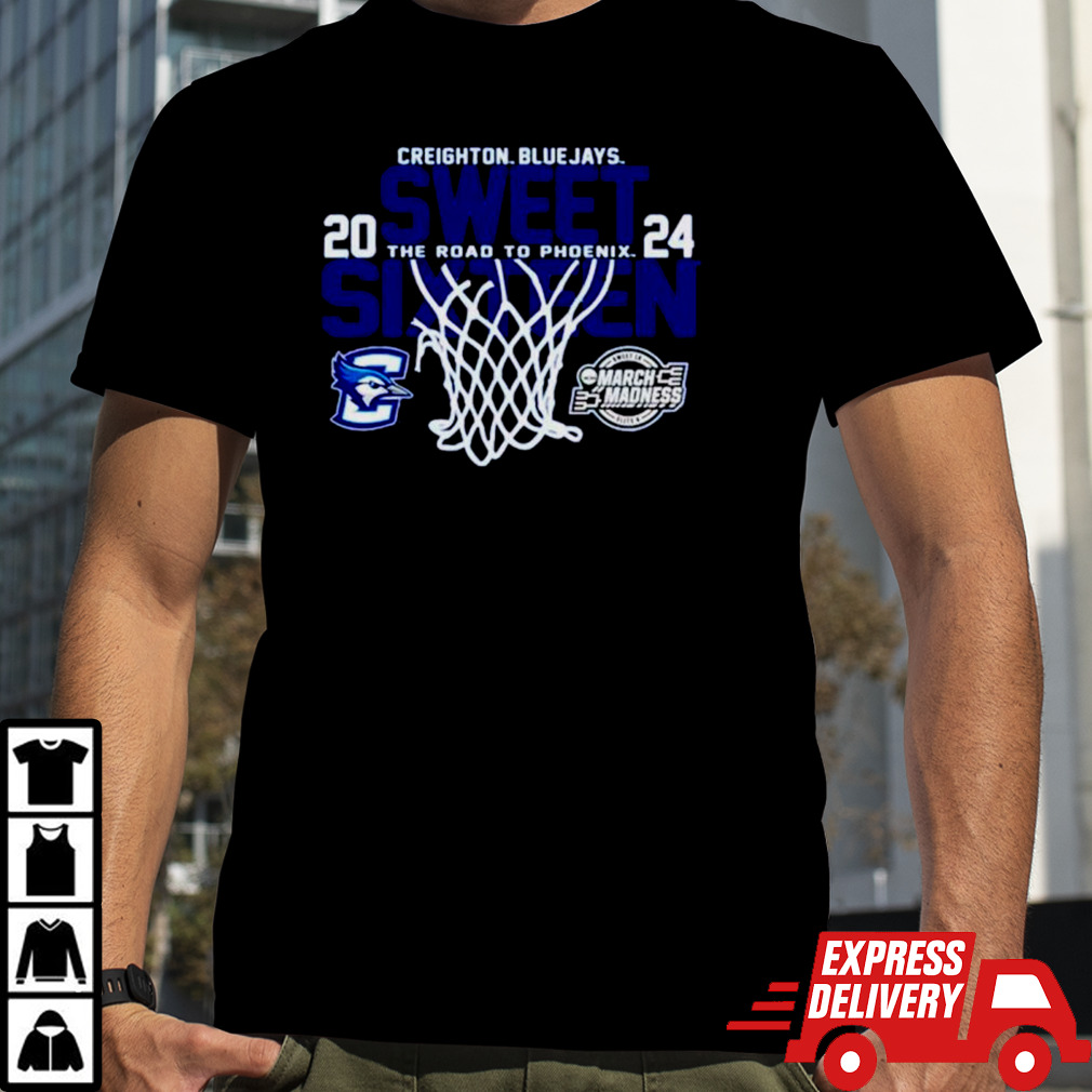 Creighton Bluejays Blue 2024 Sweet Sixteen the road to Phoenix March Madness shirt