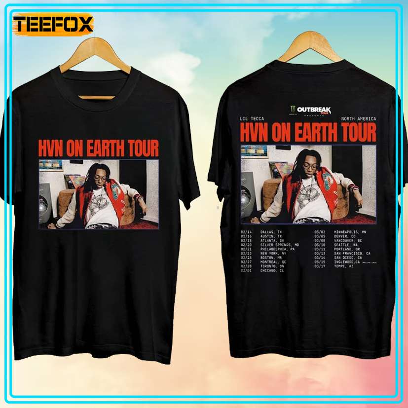 Lil Tecca HVN On Earth Tour 2024 Concert T-Shirt