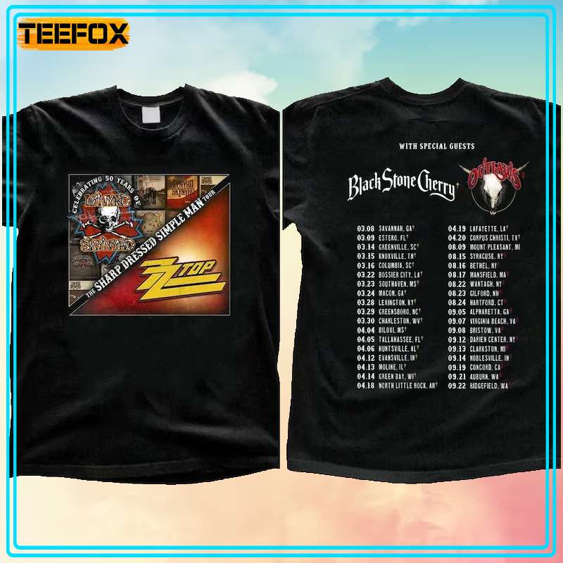 Lynyrd Skynyrd ZZ Top Tour 2024 Concert Band T-Shirt