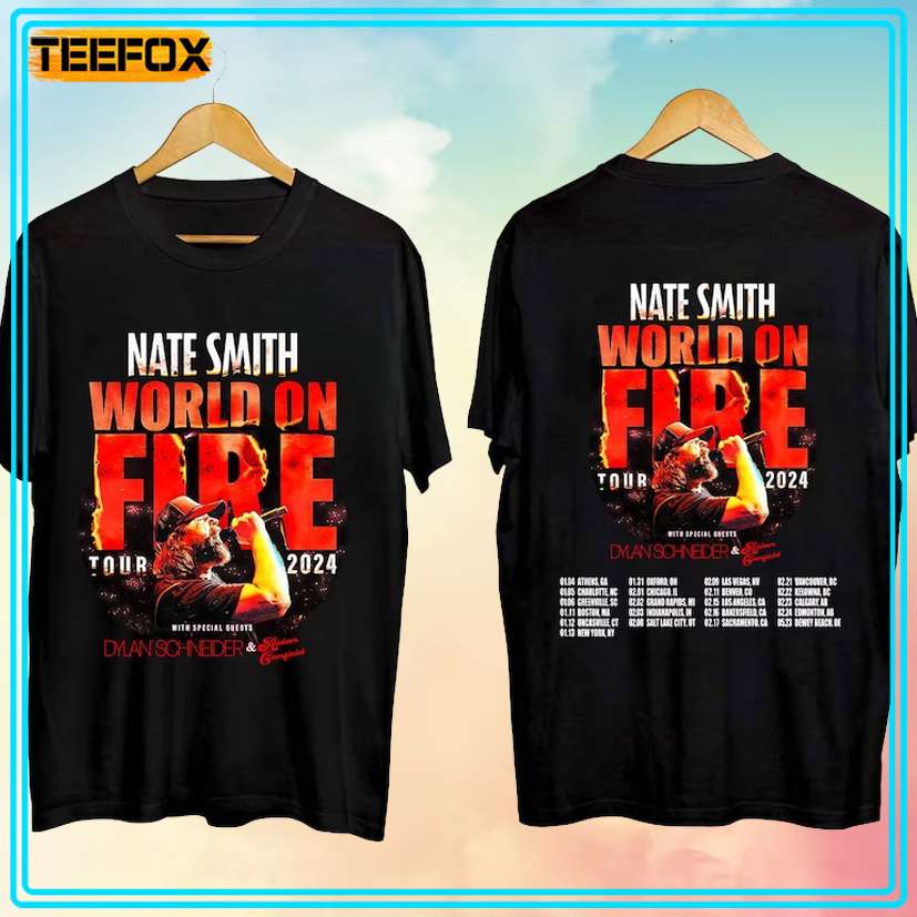 Nate Smith World On Fire Tour 2024 Concert T-Shirt