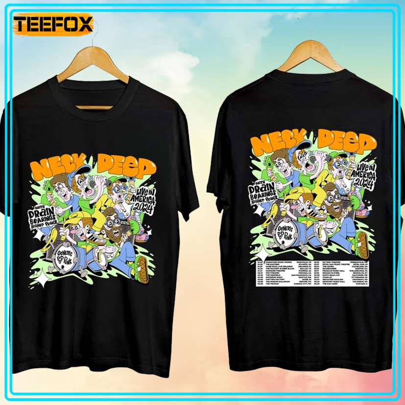 Neck Deep With Drain, Bearings, Higher Power Tour 2024 T-Shirt