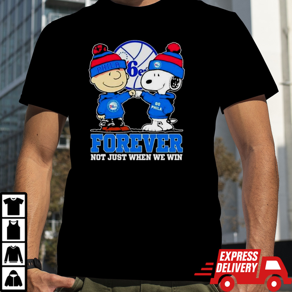 Philadelphia 76ers NBA Snoopy And Charlie Brown Forever Not Just When We Win 2024 Shirt